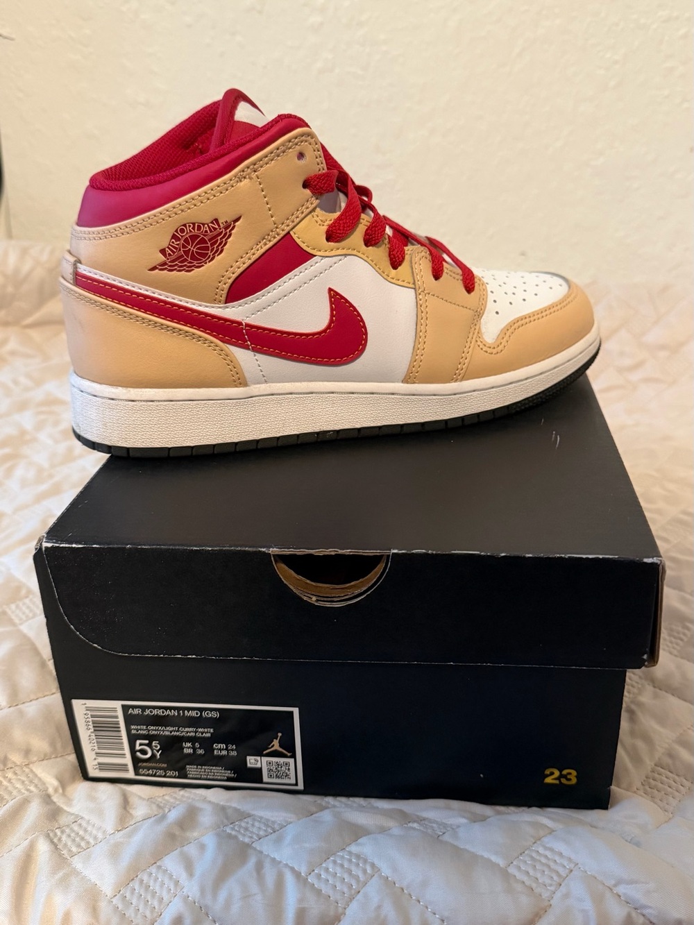 Nike Air Jordan 1 Mid Women’s Sneakers - Red & Tan